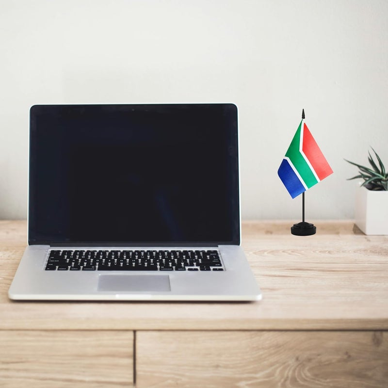 Yamiuo 2 Pack South Africa Desk Flag Set, South Africa Desktop Small Miniature Table Office Flag with 12" Black Pole and Black Base, Offices, Classroom, Home, Festival Decoration (South Africa) - Image 5